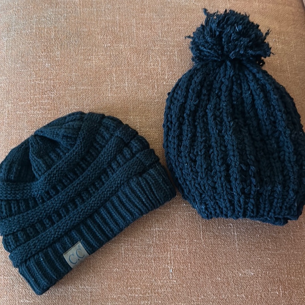 Two knit beanies